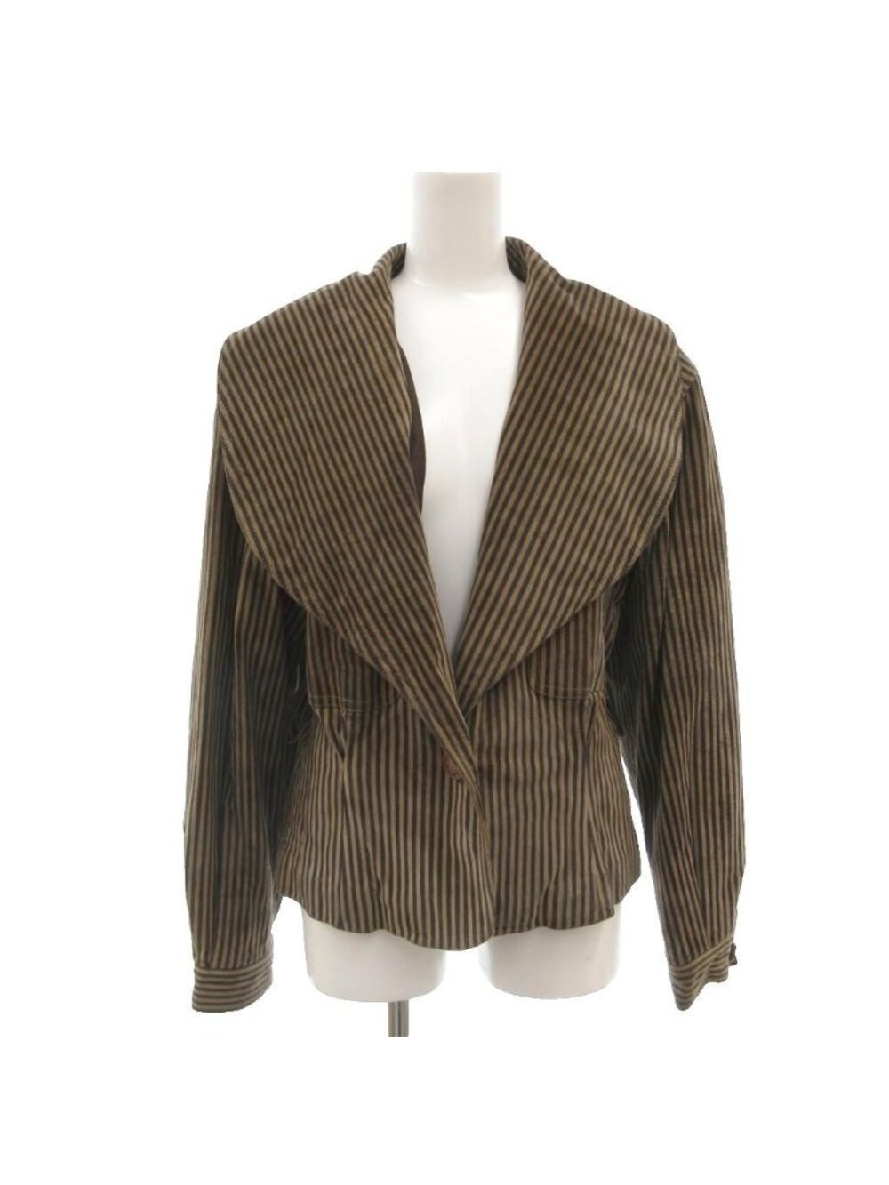 Fendi Vintage Suede Jacket Big Shawl Color Stripe Leather 40 Brown Black